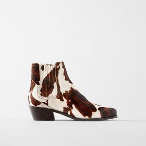 NWT Zara Pony Fur Leather Cowboy Style Boots
